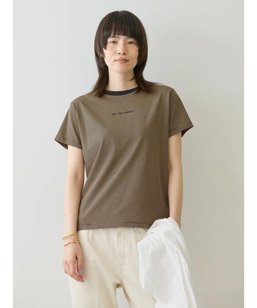 AMERICAN HOLIC(アメリカンホリック)の「刺繍ロゴボーダープルオーバー(Tシャツ/カットソー・レディース・モカ/アイボリー・M/L)」の10枚目の写真
