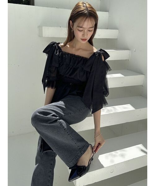 dazzlin（ダズリン）の「【久間田琳加コラボ】バックエンブロイダリーストレートデニムパンツ（デニムパンツ・レディース・ブラック/インディゴブルー・X-SMALL/MEDIUM/SMALL）」の9枚目の写真