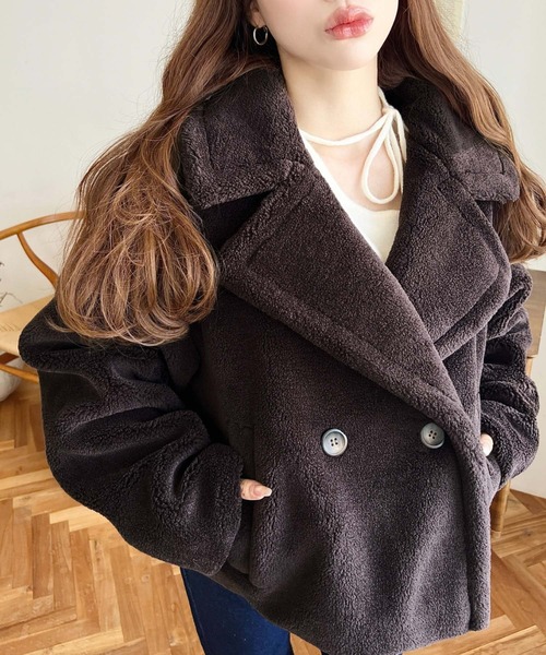 美品♪セオリー テディ ファー Pコート ボアコート ショート丈 S sg1 moment+ ピーコート pコート ショート丈テディベアボアPコート