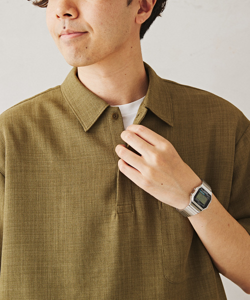 JOURNAL STANDARD relume（ジャーナルスタンダード　レリューム）の「Reflax ウォッシャブル オーバーサイズポロシャツ（ポロシャツ・メンズ・ブラック/オリーブ/ベージュ系その他/ネイビー・MEDIUM/LARGE）」の3枚目の写真