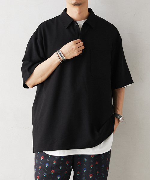 JOURNAL STANDARD relume（ジャーナルスタンダード　レリューム）の「Reflax ウォッシャブル オーバーサイズポロシャツ（ポロシャツ・メンズ・ブラック/オリーブ/ベージュ系その他/ネイビー・MEDIUM/LARGE）」の17枚目の写真