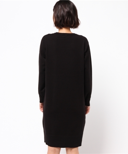 koe（コエ）の「クルーネックニット長袖ワンピース（ワンピース・レディース・グレー/ワインレッド/ブラック/ネイビー・MEDIUM/SMALL/LARGE）」の9枚目の写真