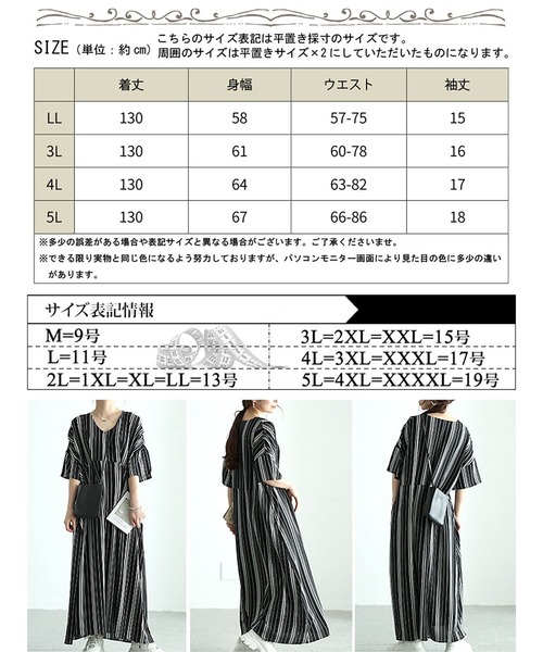 GOLDJAPAN(ゴールドジャパン)の「ストライプタックワンピース【大きいサイズ対応】(ワンピース・レディース・ブラック・LL/3L/4L/5L)」の17枚目の写真