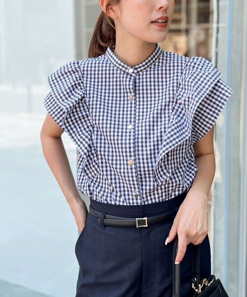 NOLLEY’S(ノーリーズ)の「フレンチフリルメタル釦ブラウス(シャツ/ブラウス・レディース・ブルー系その他6/ブラック/ブラウン/ホワイト・38)」の18枚目の写真