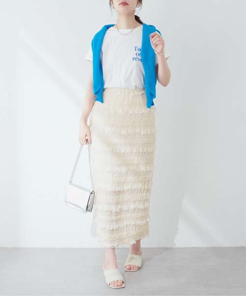 natural couture(ナチュラルクチュール)の「ミニフリルシャーリングレーススカート(スカート・レディース・ブラック/アイボリー・MEDIUM/LARGE)」の13枚目の写真