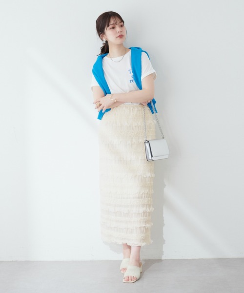 natural couture(ナチュラルクチュール)の「ミニフリルシャーリングレーススカート(スカート・レディース・ブラック/アイボリー・MEDIUM/LARGE)」の14枚目の写真