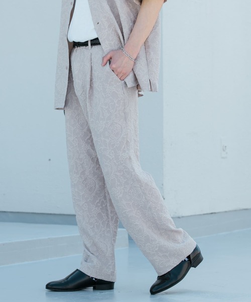 SENSE OF PLACE by URBAN RESEARCH(センスオブプレイスバイアーバンリサーチ)の「『セットアップ対応』 ボタニカルジャガードワイドスラックス(スラックス・メンズ・ブラック/ライトベージュ・LARGE/MEDIUM)」の16枚目の写真