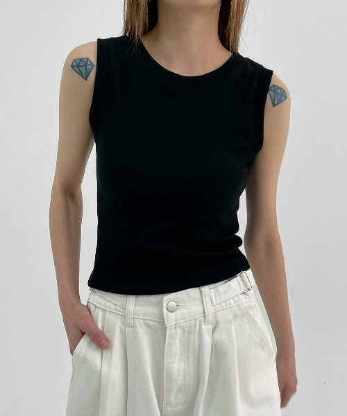 BLACKUP（ブラックアップ）の「[MADE] プテラクロップノースリーブ（Tシャツ/カットソー・レディース・スカイブルー/ブラック/クリーム・ONESIZE）」の8枚目の写真