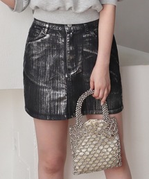 ROYAL PARTY | 箔プリントミニスカート(デニムスカート)