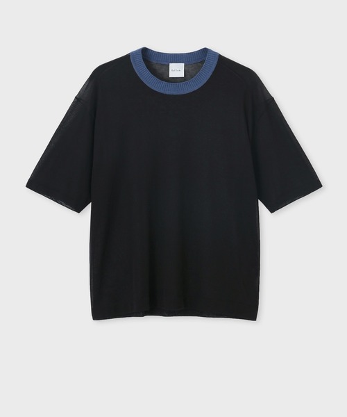 Paul Smith（ポールスミス）の「ウィメンズ シアー クルーネックニット / 245203 KN107（ニット/セーター・レディース・ブラック/オフホワイト・MEDIUM）」の2枚目の写真