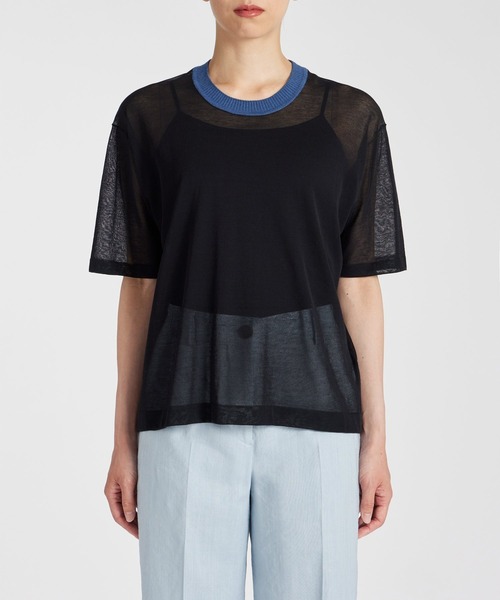 Paul Smith（ポールスミス）の「ウィメンズ シアー クルーネックニット / 245203 KN107（ニット/セーター・レディース・ブラック/オフホワイト・MEDIUM）」の8枚目の写真