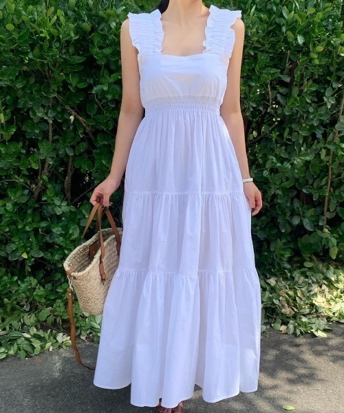 【See by Chloe】かぎ編みレース フリル マキシワンピース セール】ショルフリルティアードマキシワンピース（ワンピース