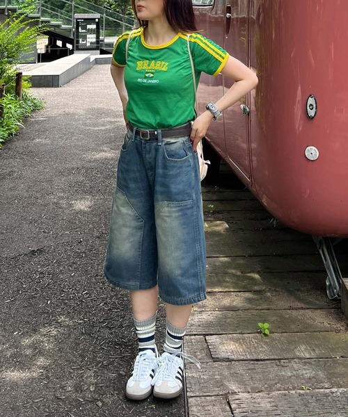 MEMECLE(メメクル)の「【 MEMECLE / メメクル 】バギー ハーフデニムパンツ(デニムパンツ・レディース・ブルー・L/M/S/XL)」の7枚目の写真