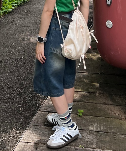 MEMECLE(メメクル)の「【 MEMECLE / メメクル 】バギー ハーフデニムパンツ(デニムパンツ・レディース・ブルー・L/M/S/XL)」の9枚目の写真