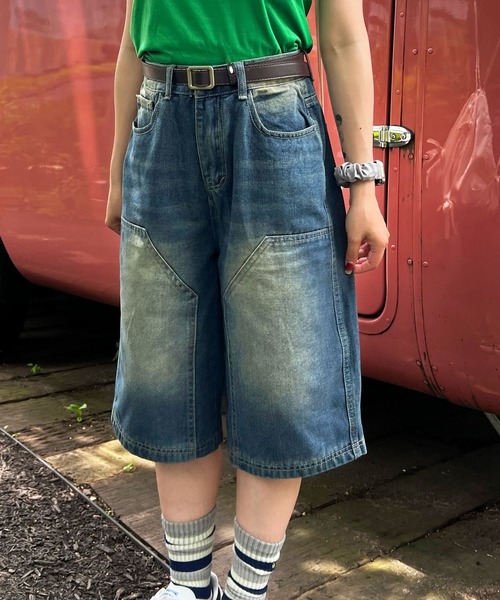 MEMECLE(メメクル)の「【 MEMECLE / メメクル 】バギー ハーフデニムパンツ(デニムパンツ・レディース・ブルー・L/M/S/XL)」の10枚目の写真