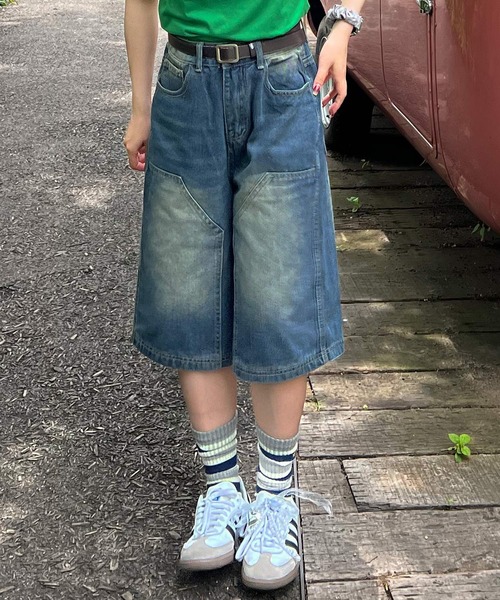 MEMECLE(メメクル)の「【 MEMECLE / メメクル 】バギー ハーフデニムパンツ(デニムパンツ・レディース・ブルー・L/M/S/XL)」の11枚目の写真