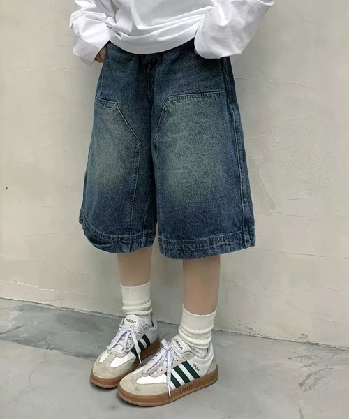 MEMECLE(メメクル)の「【 MEMECLE / メメクル 】バギー ハーフデニムパンツ(デニムパンツ・レディース・ブルー・L/M/S/XL)」の3枚目の写真