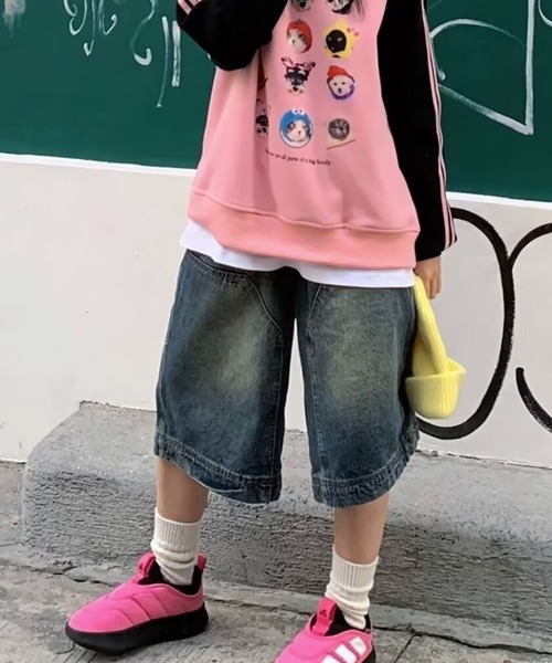 MEMECLE(メメクル)の「【 MEMECLE / メメクル 】バギー ハーフデニムパンツ(デニムパンツ・レディース・ブルー・L/M/S/XL)」の17枚目の写真