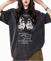 ウォッシュプリントデザインTシャツ