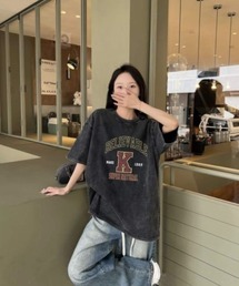 ウォッシュプリントデザインTシャツ