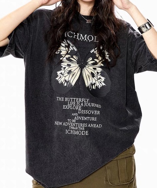 Achic（アシック）の「ウォッシュプリントデザインTシャツ（Tシャツ/カットソー・レディース・ブラック/ブラック系その他2/ブラック系その他3/ブラック系その他4・M）」の10枚目の写真
