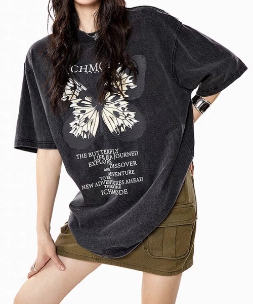 Achic（アシック）の「ウォッシュプリントデザインTシャツ（Tシャツ/カットソー・レディース・ブラック/ブラック系その他2/ブラック系その他3/ブラック系その他4・M）」の11枚目の写真