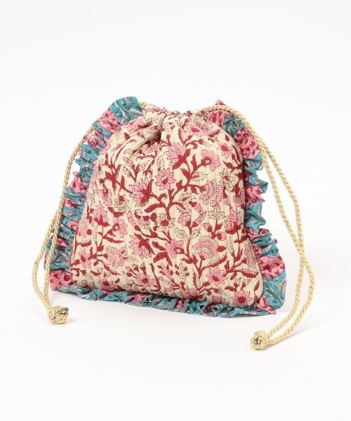 LOWRYS FARM（ローリーズファーム）の「フラワーフリルキンチャクＢＡＧ　133001（ハンドバッグ・レディース・アイボリー/ピンク・FREE）」の4枚目の写真