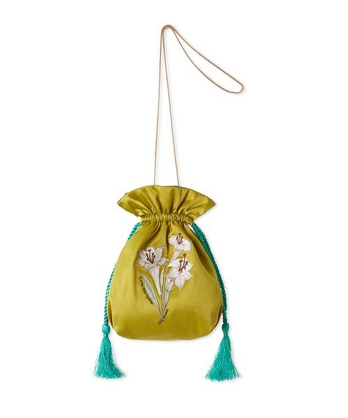 LILY BROWN（リリーブラウン）の「【LILY BROWN×KEITA MARUYAMA】エンブロイダリーリバーシブル巾着バッグ（ショルダーバッグ・レディース・オリーブ/ピンク/グリーン・FREE）」の2枚目の写真