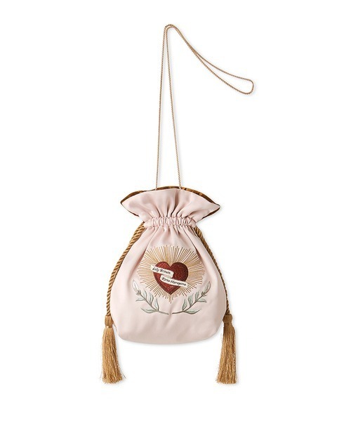 LILY BROWN（リリーブラウン）の「【LILY BROWN×KEITA MARUYAMA】エンブロイダリーリバーシブル巾着バッグ（ショルダーバッグ・レディース・オリーブ/ピンク/グリーン・FREE）」の3枚目の写真