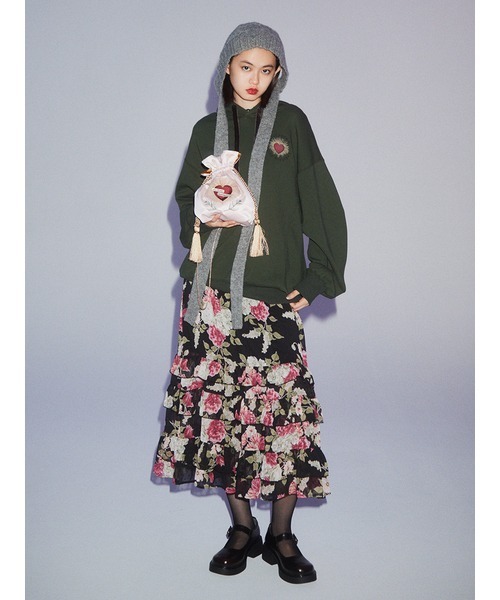 LILY BROWN（リリーブラウン）の「【LILY BROWN×KEITA MARUYAMA】エンブロイダリーリバーシブル巾着バッグ（ショルダーバッグ・レディース・オリーブ/ピンク/グリーン・FREE）」の6枚目の写真