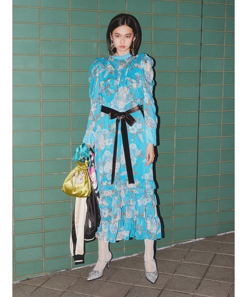 LILY BROWN（リリーブラウン）の「【LILY BROWN×KEITA MARUYAMA】エンブロイダリーリバーシブル巾着バッグ（ショルダーバッグ・レディース・オリーブ/ピンク/グリーン・FREE）」の4枚目の写真