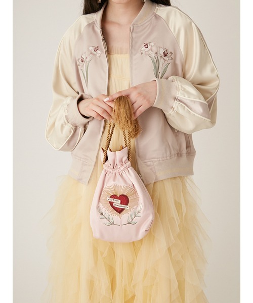 LILY BROWN（リリーブラウン）の「【LILY BROWN×KEITA MARUYAMA】エンブロイダリーリバーシブル巾着バッグ（ショルダーバッグ・レディース・オリーブ/ピンク/グリーン・FREE）」の21枚目の写真