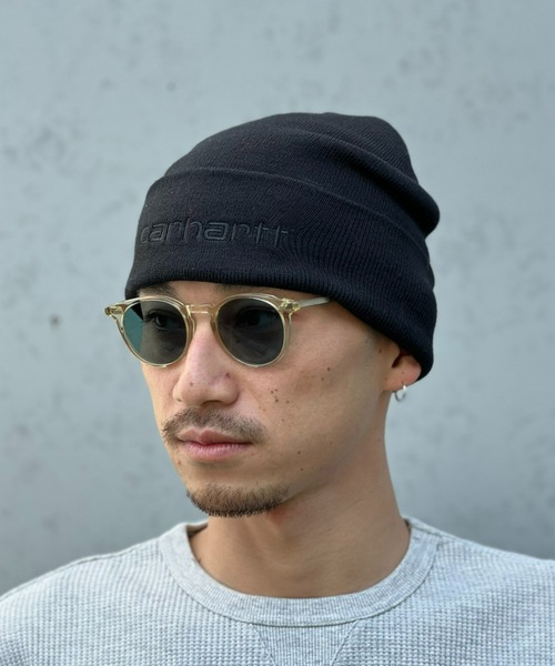 Carhartt WIP（カーハートダブリューアイピー）の「【Carhartt WIP】SCRIPT BEANIE / スクリプトビーニー（ニットキャップ/ビーニー・メンズ・ブラック×ブラック/ブルーグレー/ブラック×ホワイト/ピンク/ホワイト・ONE SIZE）」の3枚目の写真
