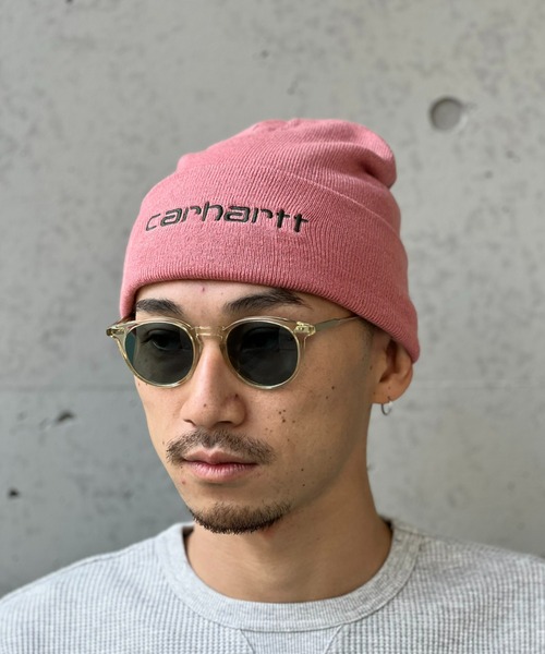 Carhartt WIP（カーハートダブリューアイピー）の「【Carhartt WIP】SCRIPT BEANIE / スクリプトビーニー（ニットキャップ/ビーニー・メンズ・ブラック×ブラック/ブルーグレー/ブラック×ホワイト/ピンク/ホワイト・ONE SIZE）」の5枚目の写真