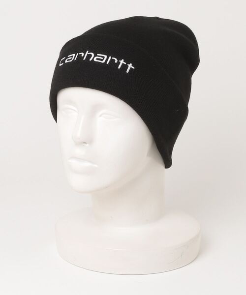 Carhartt WIP（カーハートダブリューアイピー）の「【Carhartt WIP】SCRIPT BEANIE / スクリプトビーニー（ニットキャップ/ビーニー・メンズ・ブラック×ブラック/ブルーグレー/ブラック×ホワイト/ピンク/ホワイト・ONE SIZE）」の9枚目の写真