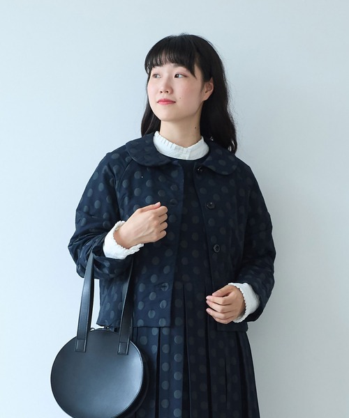 bulle de savon（ビュルデサボン）の「mizutama ジャガード 丸衿ジャケット（その他アウター・レディース・ネイビー・FREE）」の2枚目の写真