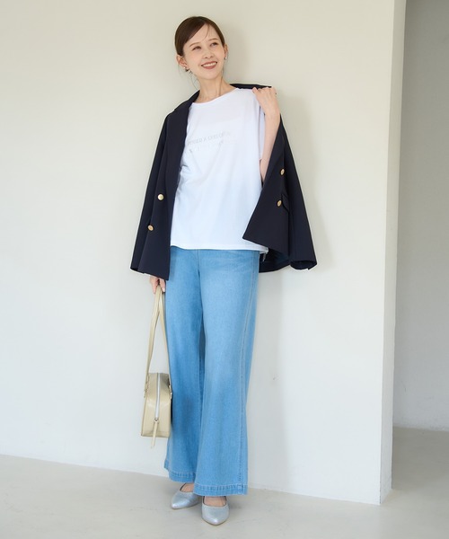 ROPE' PICNIC（ロペピクニック）の「フレンチアソートTシャツ/リンクコーデ・接触冷感（Tシャツ/カットソー・レディース・ホワイト系その他4/ホワイト系その他2/ブルー系その他/ホワイト系その他3/ホワイト系その他・38）」の20枚目の写真