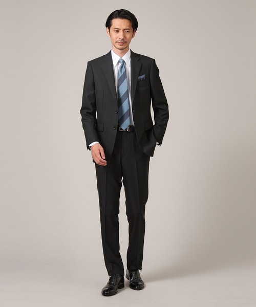 ［新品］TAKEO KIKUCHI ブラック　ストライプ セットアップスーツ シャドーオルタネート ストライプ（スーツセット） | TAKEO