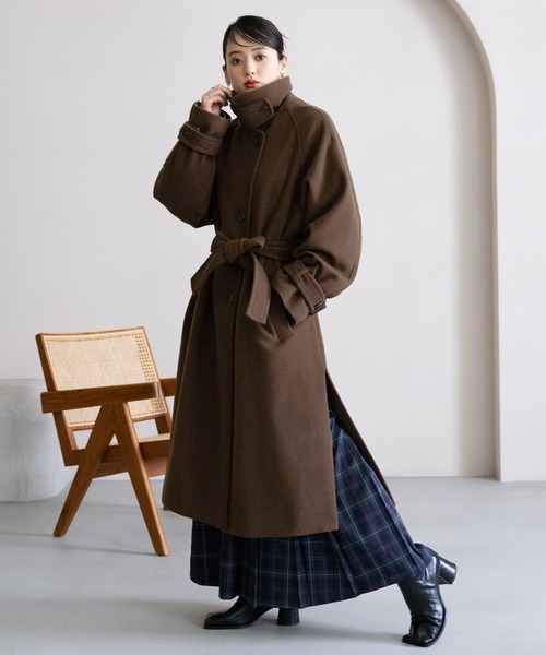 WOOLLYTEC/ウーリーテック＞2WAYスタンドカラーコート（ステンカラー