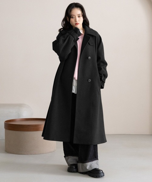 WOOLLYTEC/ウーリーテック＞2WAYスタンドカラーコート（ステンカラー