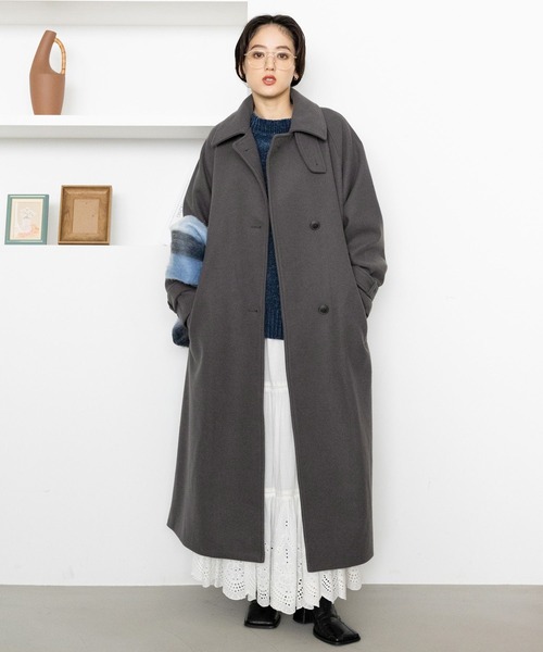 WOOLLYTEC/ウーリーテック＞2WAYスタンドカラーコート（ステンカラー