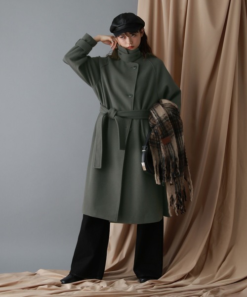 セール】＜WOOLLYTEC/ウーリーテック＞2WAYスタンドカラーコート