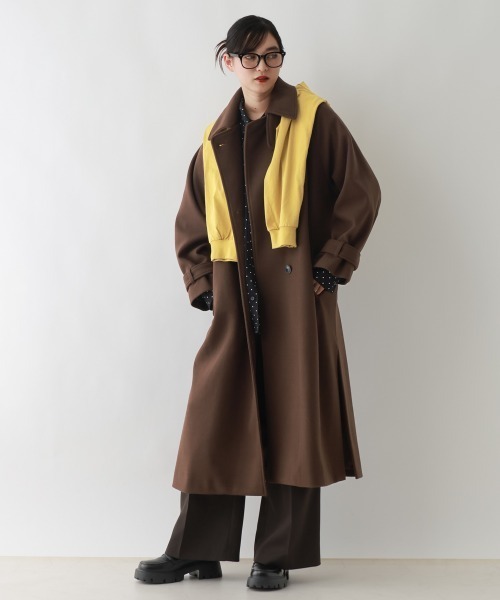 WOOLLYTEC/ウーリーテック＞2WAYスタンドカラーコート（ステンカラー