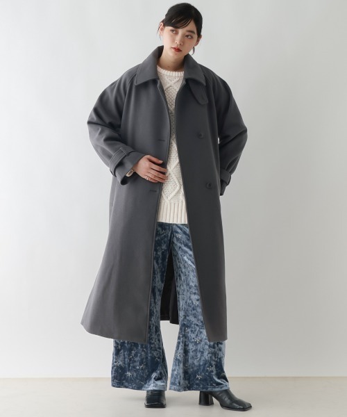 WOOLLYTEC/ウーリーテック＞2WAYスタンドカラーコート（ステンカラー