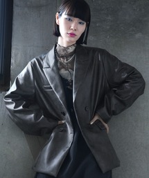 HARE | 【EDGY MODE SET UP対応】フェイクレザーダブルジャケット(HARE)(テーラードジャケット)