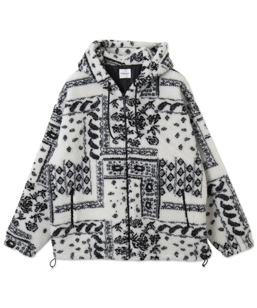 WEGO（ウィゴー）の「WEGO/ボアパターンフードブルゾン（ブルゾン・メンズ・ブラック/ホワイト・MEDIUM/LARGE）」の13枚目の写真