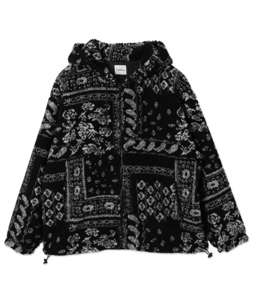 WEGO（ウィゴー）の「WEGO/ボアパターンフードブルゾン（ブルゾン・メンズ・ブラック/ホワイト・MEDIUM/LARGE）」の14枚目の写真