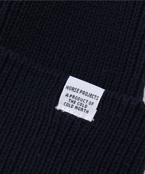 Norse Projects（ノースプロジェクツ）の「NORSE PROJECTS(ノース プロジェクツ)  BEANIES（ニットキャップ/ビーニー・メンズ・ネイビー/オレンジ・FREE）」の4枚目の写真