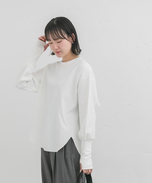 EKAL(エカル)の「AIR FLEX サーマル カットソー(Tシャツ/カットソー・レディース・ブラック/ホワイト/イエロー・ONE)」の2枚目の写真