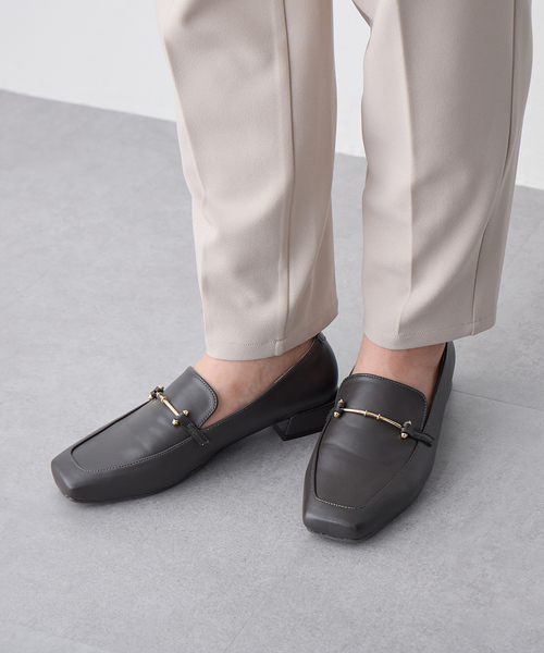 【anyfee】Lafafaスクエアビットローファー（4E・甲高・幅広）《大きいサイズ/プラスサイズ》（ローファー）｜anyfee（エニフィー）